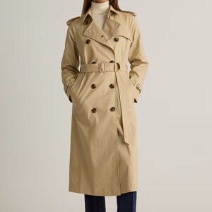 Quince Comfort Stretch Long Trench Coat, Light Khaki